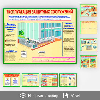 Плакаты «Защитные сооружения ГО» (ВЗ-08, 9 листов)